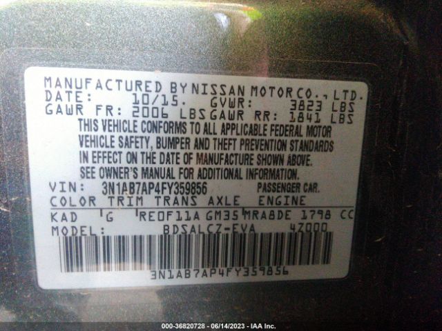 3N1AB7AP4FY359856 Nissan SENTRA S