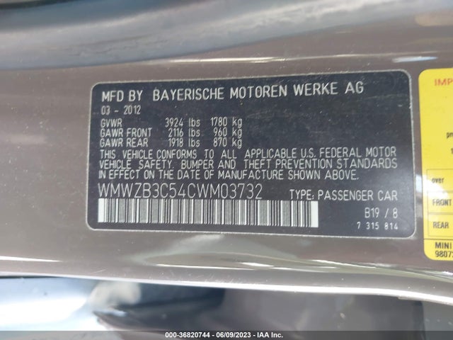 2012 MINI COOPER COUNTRYMAN VIN: WMWZB3C54CWM03732