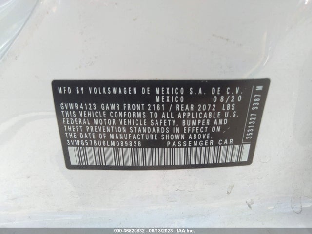 3VWG57BU6LM089838 Volkswagen Jetta Sel Premium