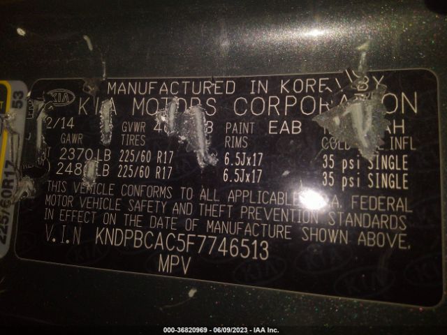 KNDPBCAC5F7746513 KIA Sportage Lx