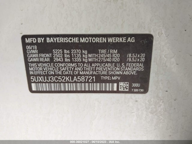 5UXUJ3C52KLA58721 BMW X4 Xdrive30i