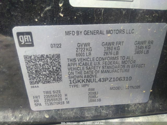 1GKKNUL43PZ106310 GMC ACADIA SLT
