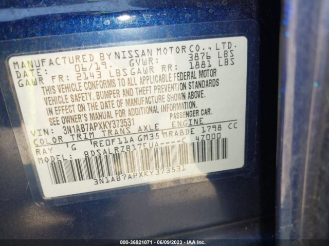 3N1AB7APXKY373531 Nissan SENTRA SR