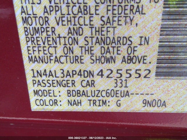 2013 NISSAN ALTIMA 2.5 SV VIN: 1N4AL3AP4DN425552