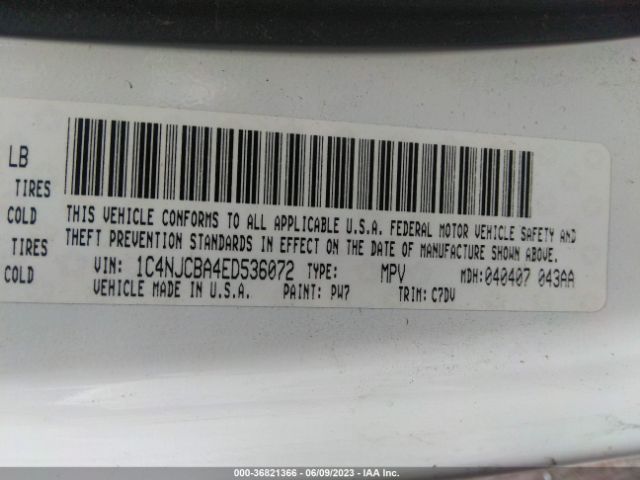 1C4NJCBA4ED536072 Jeep Compass Sport