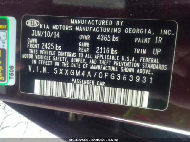 5XXGM4A70FG363931 KIA Optima Lx