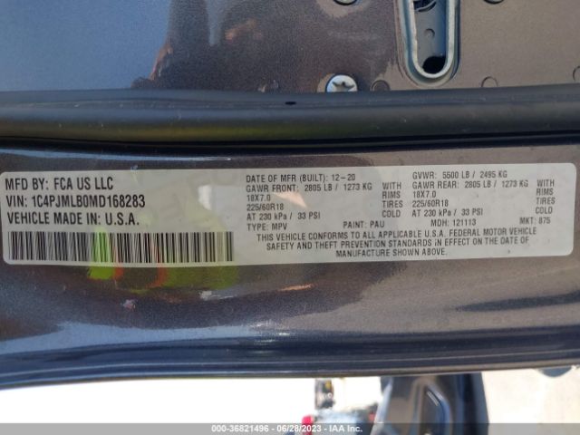 1C4PJMLB0MD168283 Jeep Cherokee Altitude