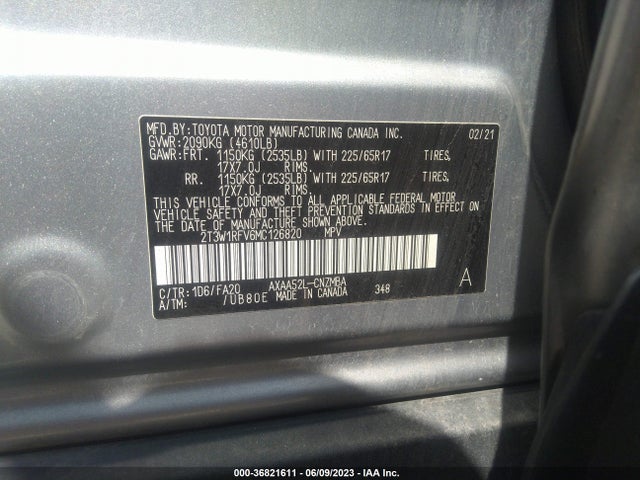 2021 TOYOTA RAV4 XLE VIN: 2T3W1RFV6MC126820