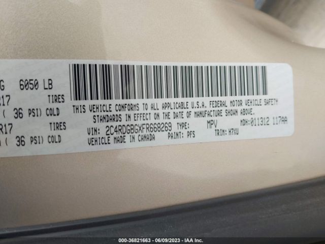 2C4RDGBGXFR668269 Dodge Grand Caravan American Value Pkg