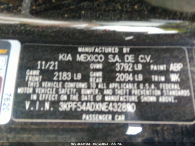 3KPF54ADXNE432890 KIA Forte Gt-line