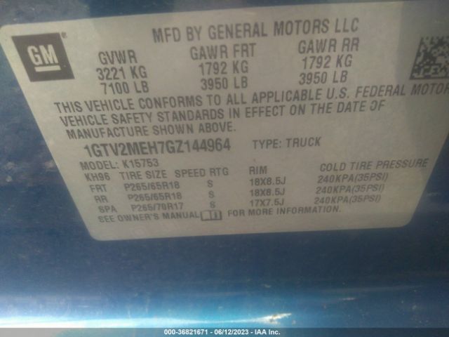 1GTV2MEH7GZ144964 GMC Sierra 1500 Sle