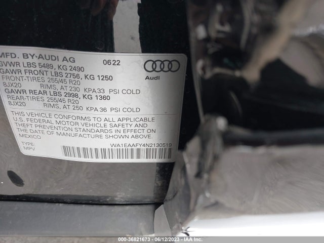 WA1EAAFY4N2130519 Audi Q5 S Line Premium Plus
