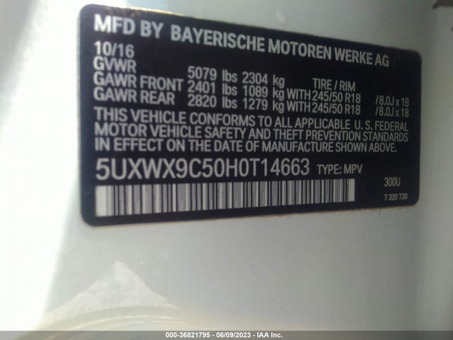 BMW X3 Xdrive28i 2017 5UXWX9C50H0T14663 Image 15