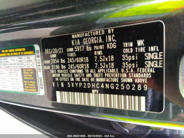 5XYP2DHC4NG250289 KIA Telluride Lx