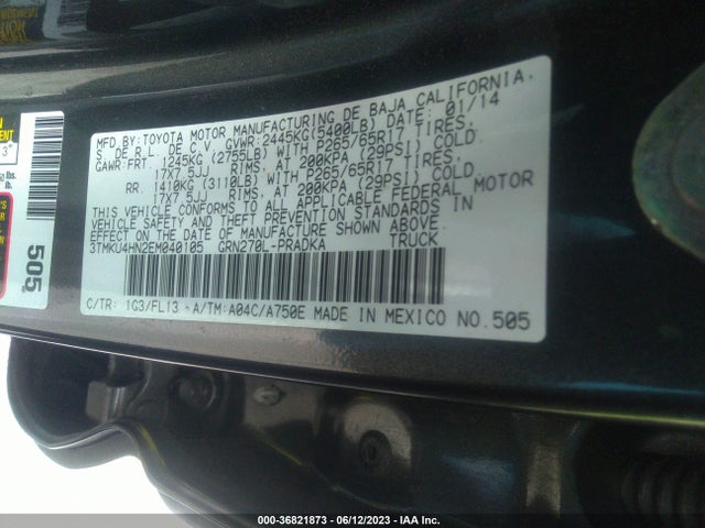 Toyota Tacoma Prerunner 2014 3TMKU4HN2EM040105 Image 9