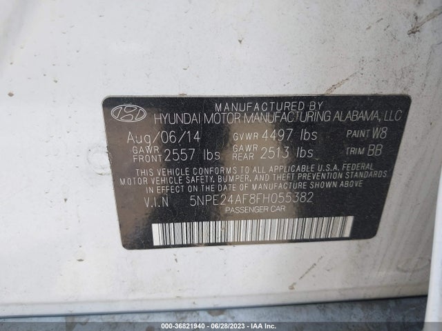 Hyundai Sonata 2.4l Se 2015 5NPE24AF8FH055382 Image 9