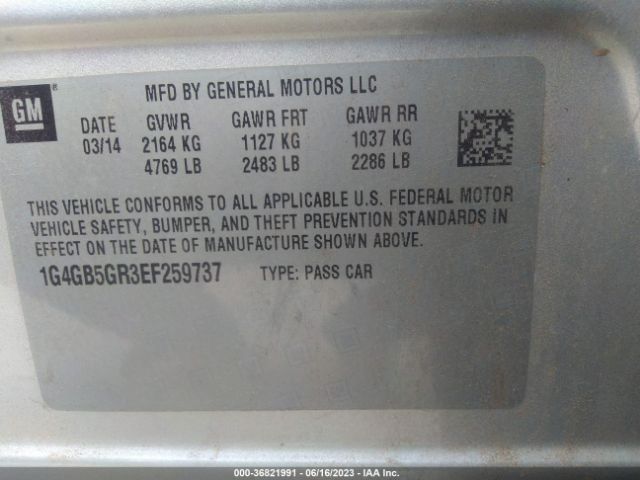 1G4GB5GR3EF259737 Buick Lacrosse Leather