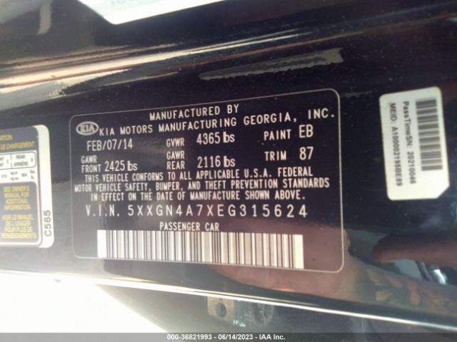 5XXGN4A7XEG315624 KIA OPTIMA EX