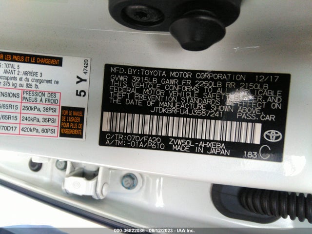 Toyota Prius Two/two Eco/three 2018 JTDKBRFU4J3587241 Image 15