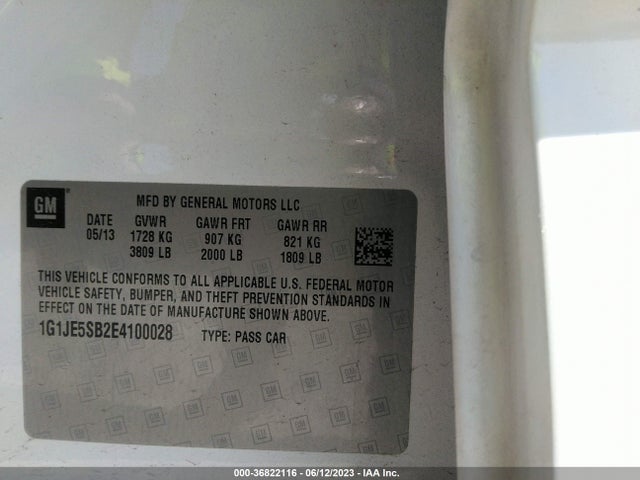 Chevrolet SONIC LTZ 2014 1G1JE5SB2E4100028 Image 10