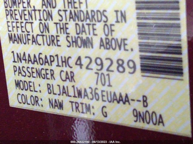 1N4AA6AP1HC429289 Nissan Maxima Sr