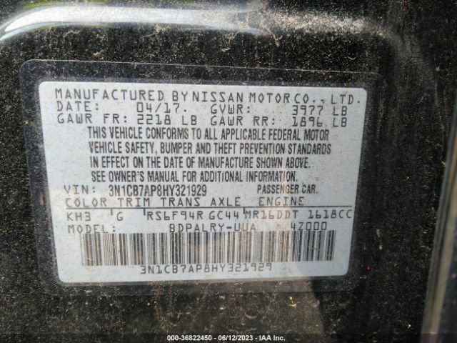 3N1CB7AP8HY321929 Nissan Sentra Sr Turbo