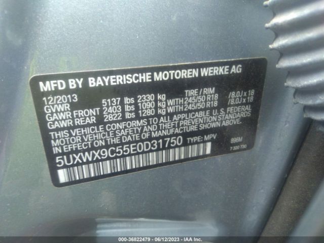 BMW X3 Xdrive28i 2014 5UXWX9C55E0D31750 Image 9