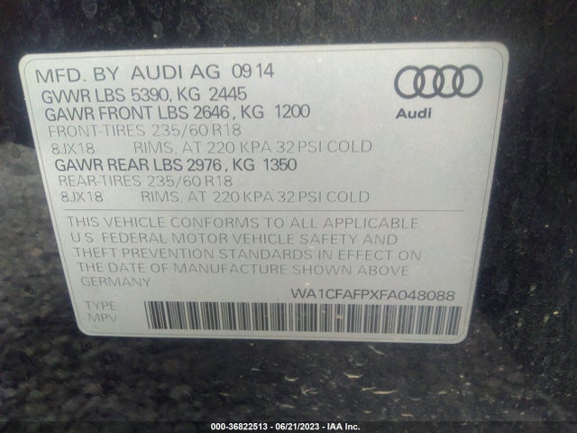 Audi Q5 PREMIUM 2015 WA1CFAFPXFA048088 Image 9