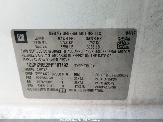 Chevrolet Silverado 1500 Lt 2017 1GCPCREC5HF187192 Image 15