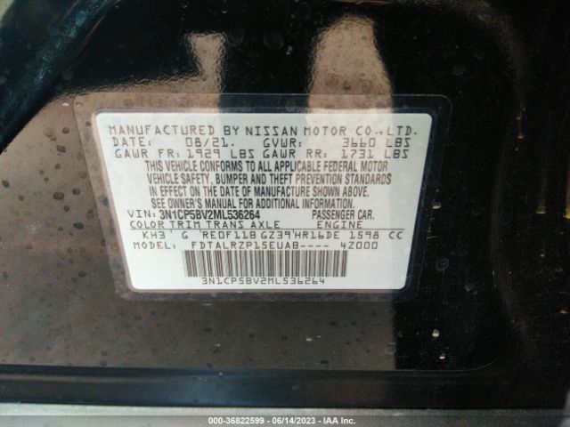 3N1CP5BV2ML536264 Nissan KICKS S