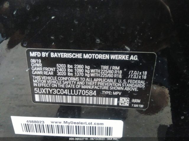 5UXTY3C04LLU70584 BMW X3 Sdrive30i