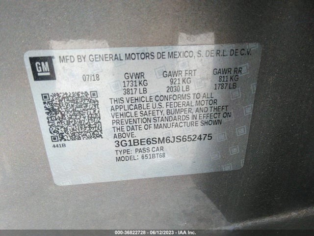 Chevrolet CRUZE LT 2018 3G1BE6SM6JS652475 Image 16