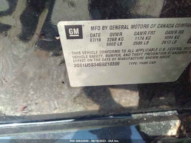2G61U5S34G9210309 Cadillac Xts Livery Package