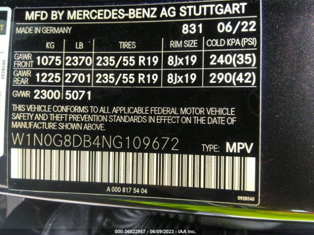 W1N0G8DB4NG109672 Mercedes-Benz Glc Glc 300