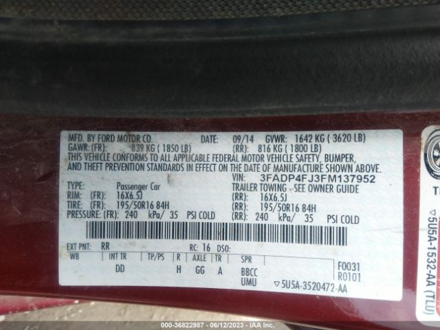 3FADP4FJ3FM137952 Ford Fiesta Titanium