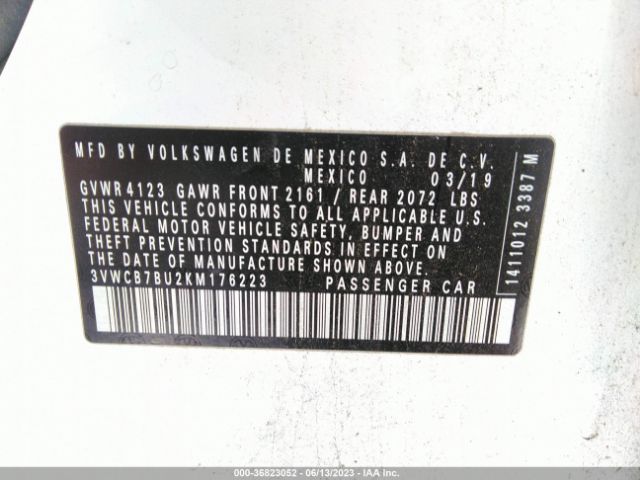 3VWCB7BU2KM176223 Volkswagen Jetta 1.4t R-line/1.4t S/1.4t Se