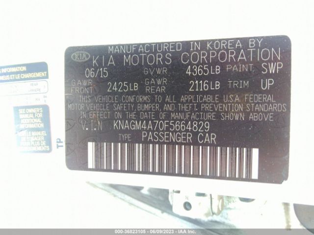 KNAGM4A70F5664829 KIA Optima Lx