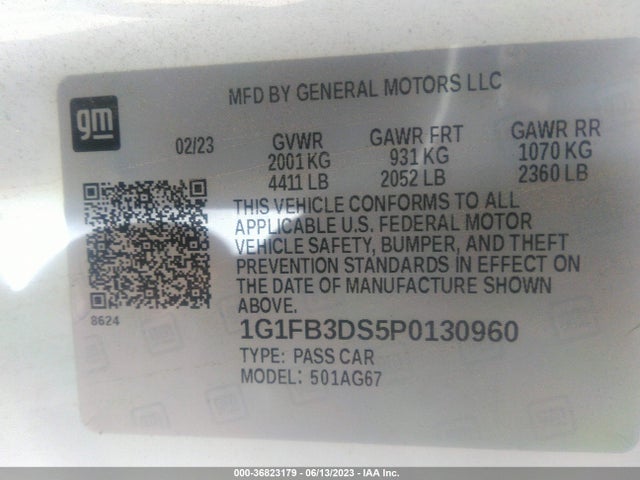 Chevrolet Camaro 1lt 2023 1G1FB3DS5P0130960 Image 9
