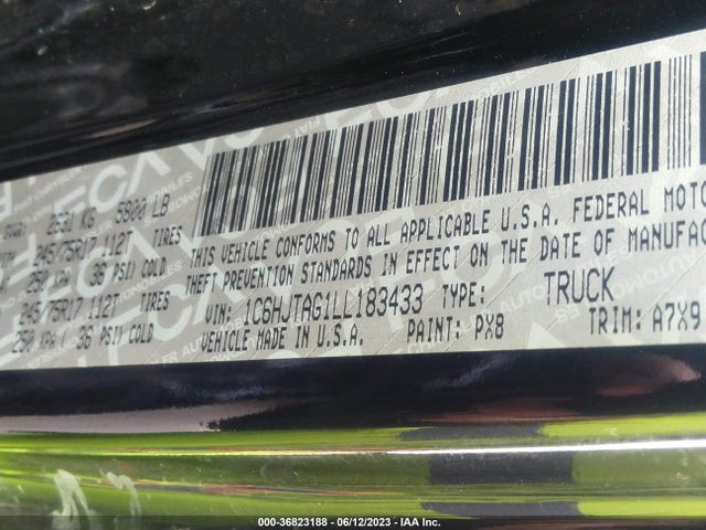 2020 JEEP GLADIATOR SPORT S VIN: 1C6HJTAG1LL183433