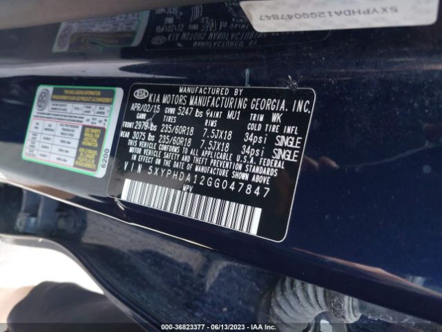 5XYPHDA12GG047847 KIA SORENTO EX