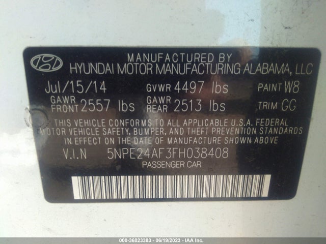 Hyundai Sonata 2.4l Se 2015 5NPE24AF3FH038408 Image 10