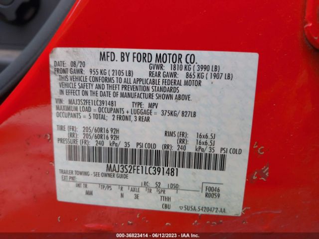 MAJ3S2FE1LC391481 Ford ECOSPORT S