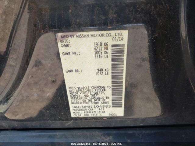 1N4AL3AP4FC104383 Nissan Altima 2.5 Sv
