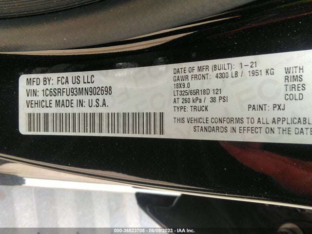 1C6SRFU93MN902698 RAM 1500 Trx