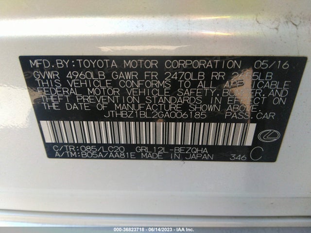 JTHBZ1BL2GA006185 Lexus Gs 350 F Sport