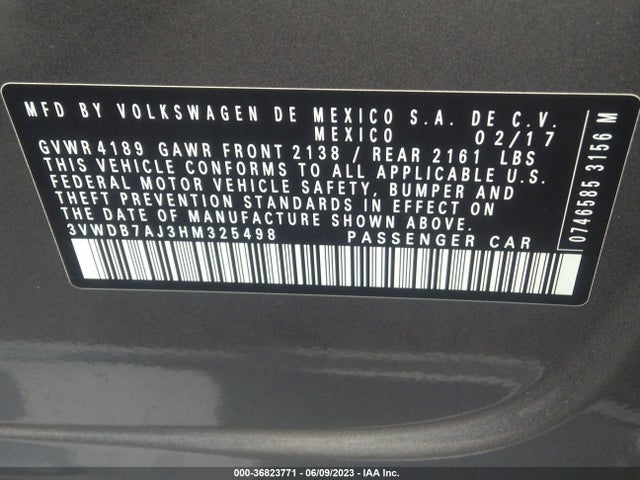 3VWDB7AJ3HM325498 Volkswagen Jetta 1.4t Se