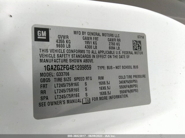 Chevrolet Express Passenger Ls 2014 1GAZGZFG4E1209859 Image 15
