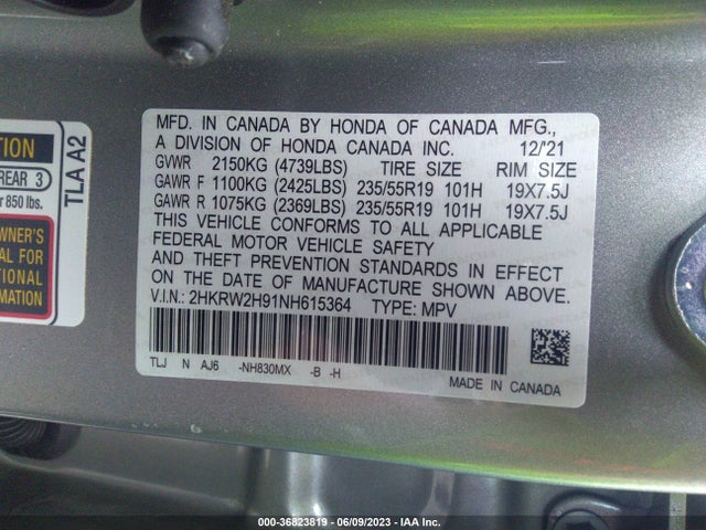 Honda Cr-v Touring 2022 2HKRW2H91NH615364 Image 16