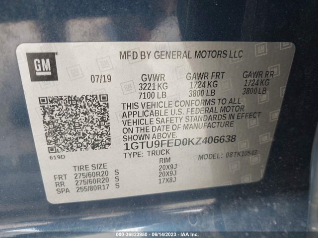 1GTU9FED0KZ406638 GMC Sierra 1500 Denali