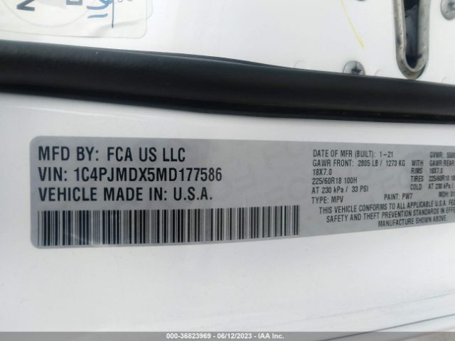 1C4PJMDX5MD177586 Jeep Cherokee Limited